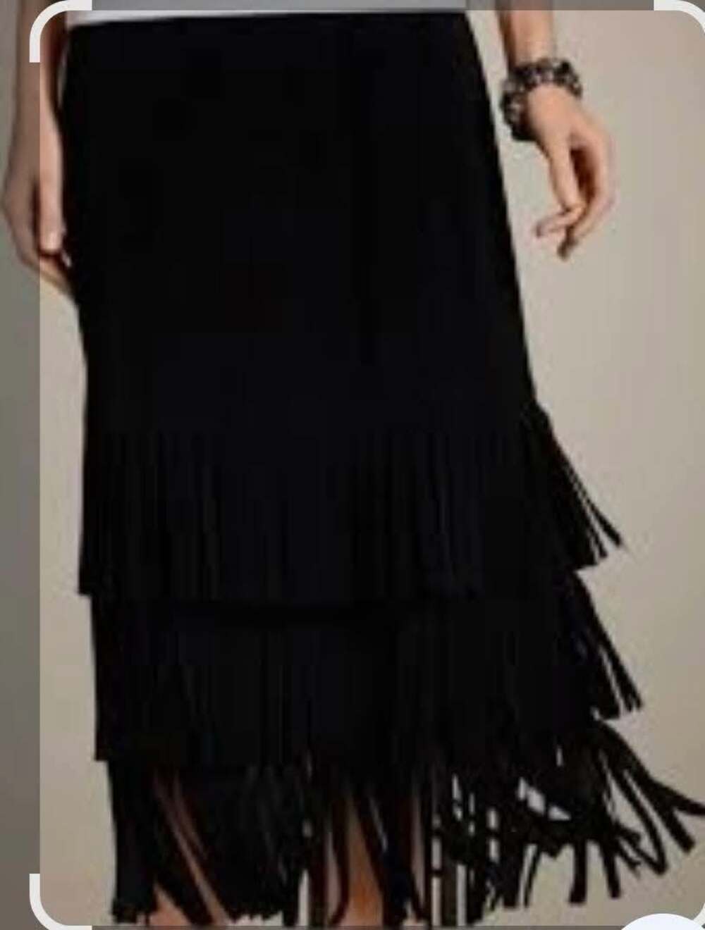 Chicos Travelers Womens Black Fringed Layers Skirt Size 1 (M)